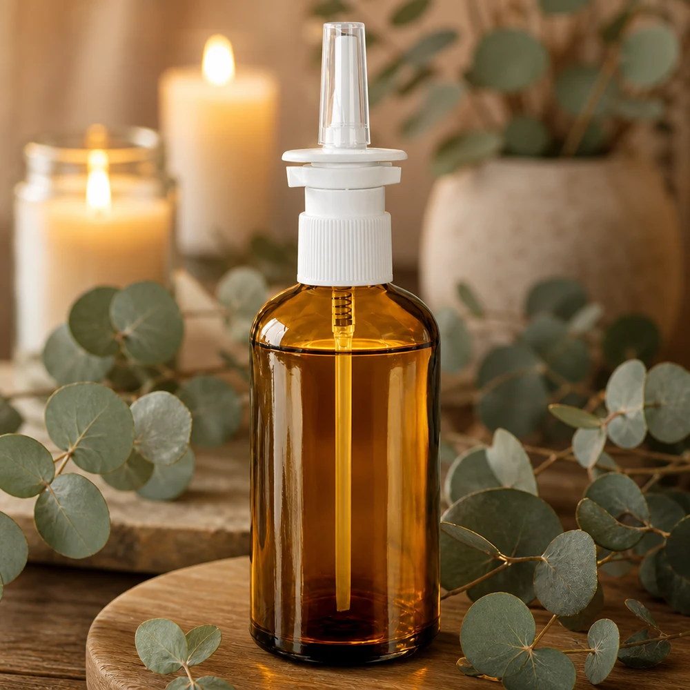 100ml Nasensprayflasche weiß/transparent Standard BrownLine UT18/100 BrownLine Glasflasche 100ml mit Dosiersprüher ideal für homöopathische Nasentropfen