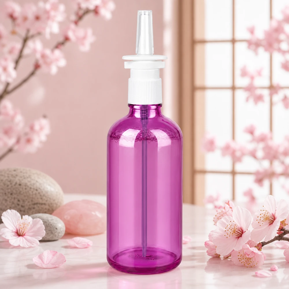 Stilvolle violette 100ml Pumpflasche mit zuverlässiger Sprühfunktion für tägliche Nasenpflege STD